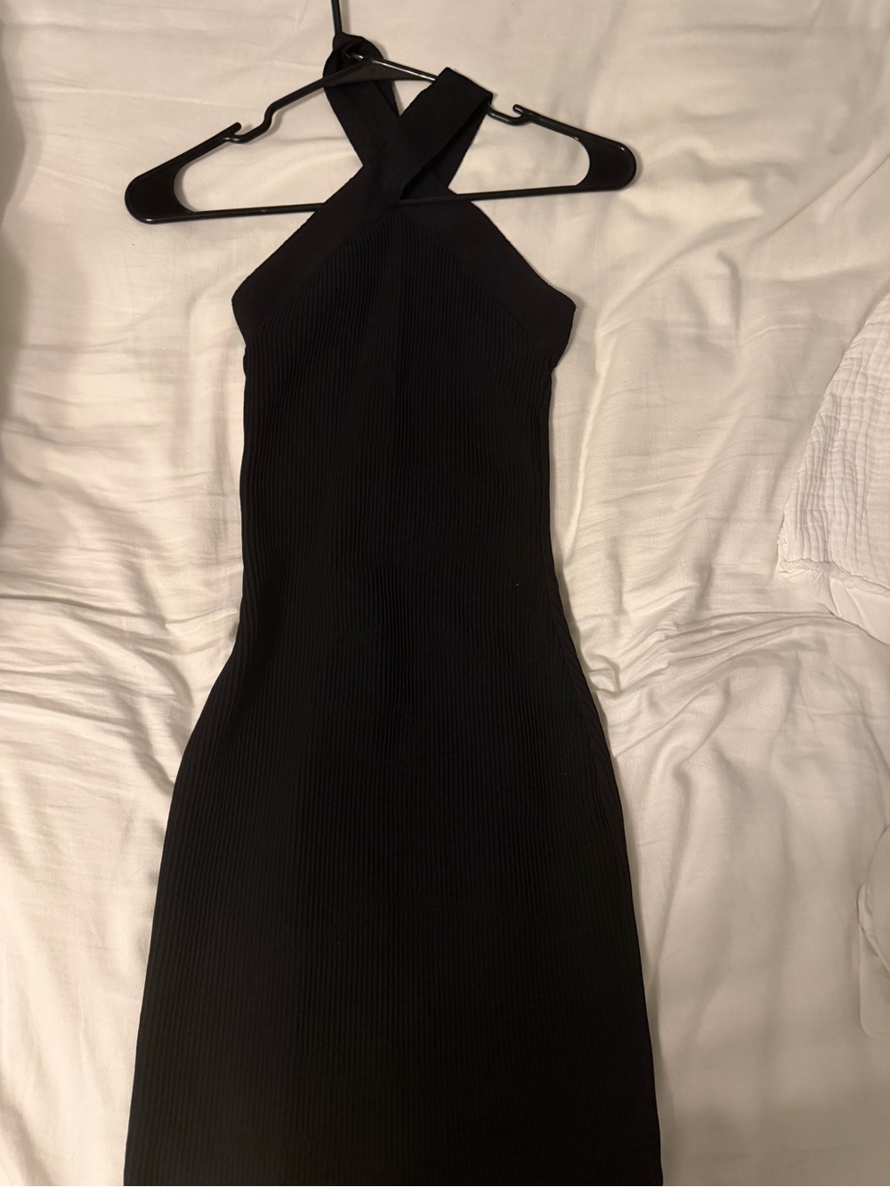 Babaton Aritzia Ribbed Crisscross Halter Bodycon Dress - Black - Picture 2 of 4